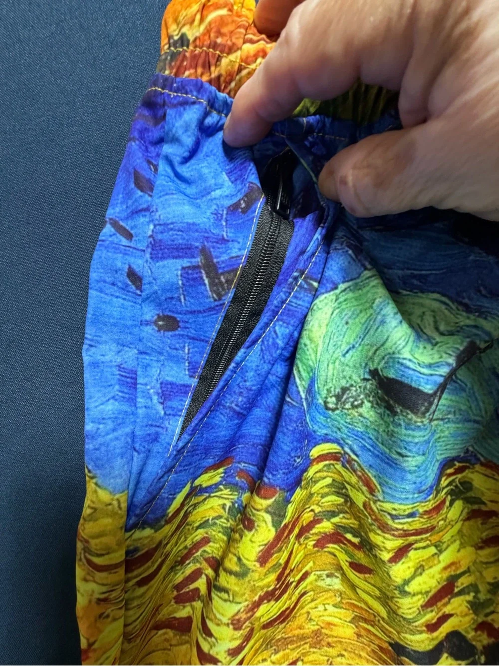NWT Polyester 3XL Rebel Minds Van Gogh Artwork Print Swim Trunks Shorts